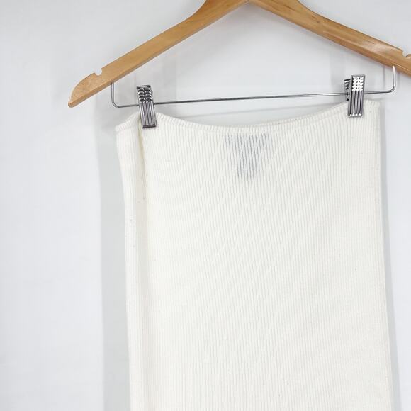 Vintage Y2k Express White Ribbed Knit Midi Skirt Medium - Picture 5 of 5
